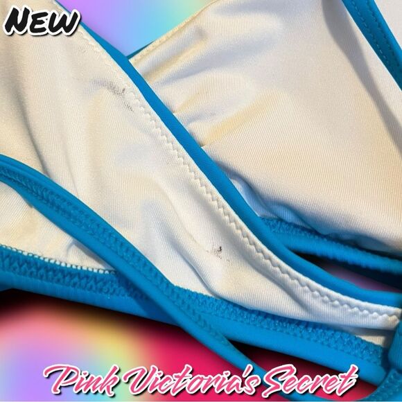Preowned Victoria’s Secret PINK Blue Triangle Bikini Top – Size S - Picture 4 of 10